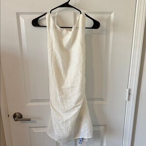 Cream Tie-Back Mini Dress with Scoop Back